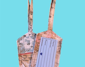 Luggage Tag, (1) old world map