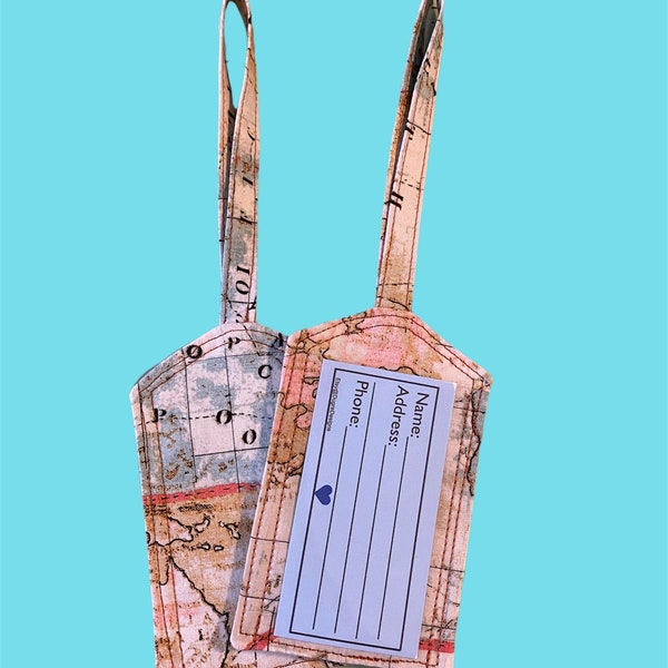 Luggage Tag, (1) old world map