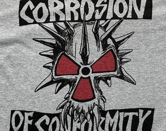 Corrosion of Conformity Vintage Rare T Shirt, Faded White Tee, Big