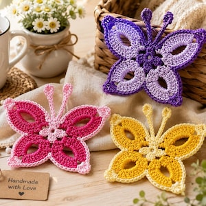 Crochet Butterfly Applique Pattern, Backpack Decoration PDF (Instant Download)
