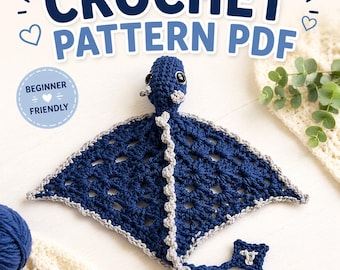 Patrón de ganchillo en PDF para manta de apego de dinosaurio / Manta de apego de dinosaurio para bebé
