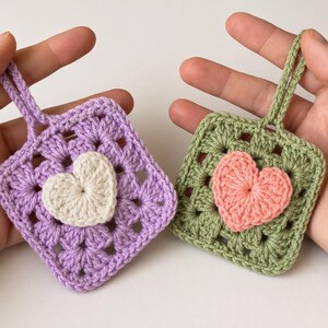 Crochet Heart Coin Purse Pattern PDF, Granny Square Coin Pouch