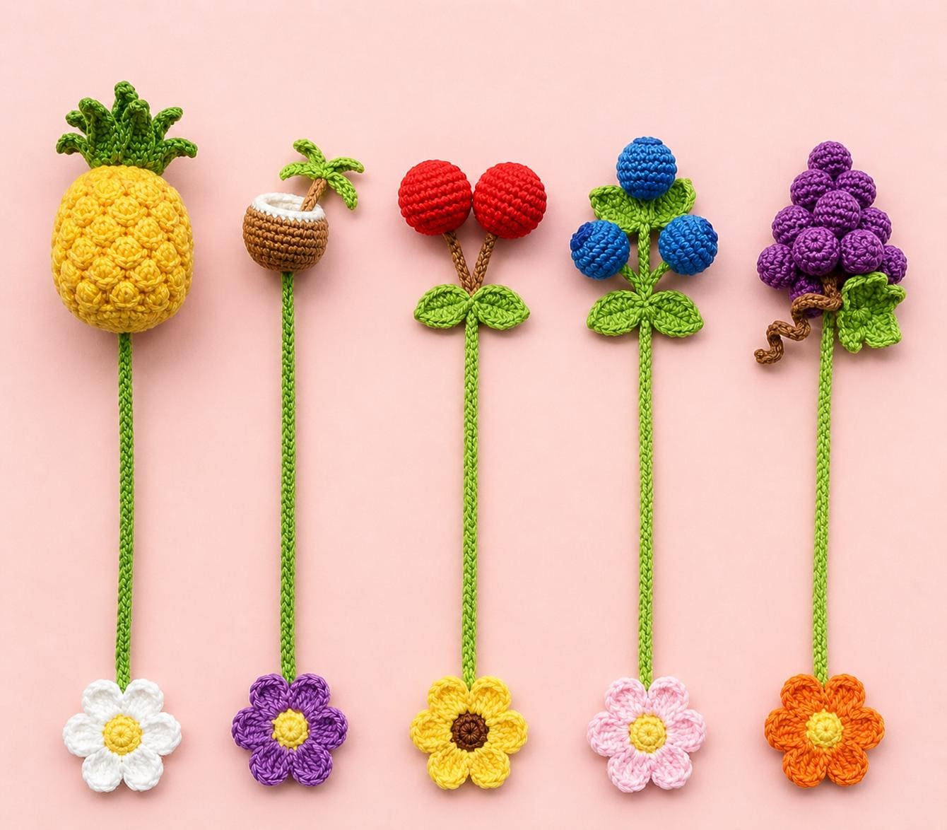 38 Flower Bookmark Crochet Patterns to Add a Handmade Touch to Reading Time 31 Crochet Bookmark Pattern Bundle Fruit & Flower Bookmarks