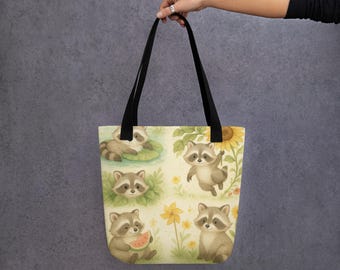 Playful Raccoons Nature Tote