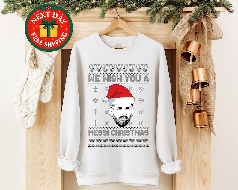 We Wish You a Messi Christmas Sweatshirt, Ugly Xmas Soccer Football Gift Shirt