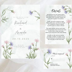 Suite, Wildflower Wedding Invitation Template, Printable Wedding Invitation, Wedding Invitation, Floral Wreath, Save the Date card, DIY