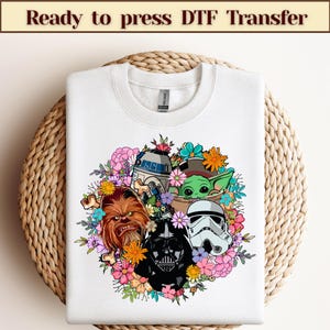 Disney Star Wars Retro Flower DTF, Star Wars Darth Vader DTF Transfer, Star Wars DTF, Disney Star Wars Shirt, Star Wars Characters Shirt