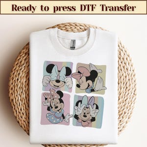 レトロミニーマウスDTF転送、ディズニーマジックキングダムDTF、ミニーマウス旅行DTF、家族旅行DT、ヴィンテージディズニーシャツ2025、ディズニー旅行
