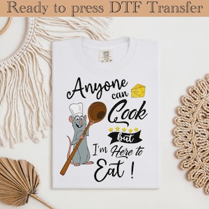 Disney Remy DTF Transfer,Ratatouille Anyone Can Cook Kitchen Mom Gifts, Chef Mouse Couple Apron, Apron For Dad,Mouse Chef Kitchen Little Dtf