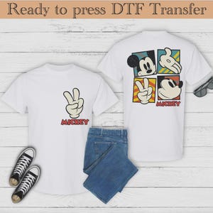Ready to Press Disney Mickey Mouse Two-Sided DTF Transfer, Disney Funny Mickey DTF, Classic Mickey DTF Transfers, Mickey Mouse Characters