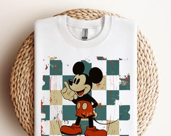 Geruite Happy Mouse DTF, Mickey DTF, vintage shirt Mickey, shirt geruite Mickey, geruite Disney DTF, Retro Disney DTF, Mickey DTF