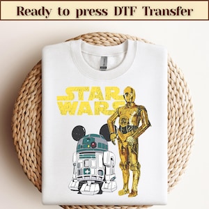 Disney Star Wars Droids R2-D2 & C-3PO Portrait DTF, Star Wars Group DTF, Star Wars Shirt, Darth Vader, Galaxy&#39;s Edge Shirt, Birthday Gift