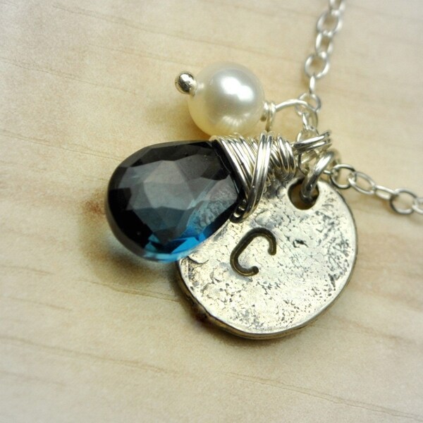 London Blue Topaz Necklace, Personalized, Bridesmaid Necklaces, December Birthstone, Bridal Jewelry, Sterling Silver, Weddings