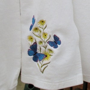 Sweatshirt Jacket, Woman jacket, Women's clothing, Embroidered Butterflies and Flowers, Butterfly sweatshirt, Flower sweatshirt jacket