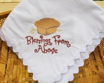 Embroidered Bread Basket Liner with Warmer: "Blessings from Above"