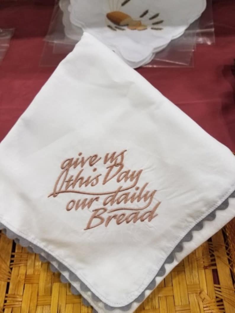 Embroidered Bread Basket Liner With Warmer give Us This Day Our Daily