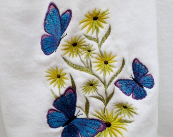 Embroidered Sweatshirt Women's Jacket:  Butterflies and Flowers