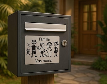 Placa decorativa familiar personalizada para buzones, grabada en acrílico y fabricada en Francia.