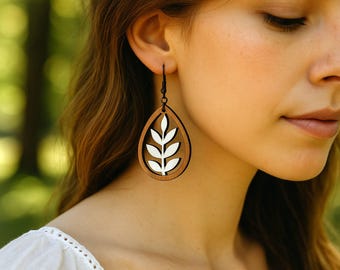 Handcrafted wooden earrings, lightweight and natural, a unique gift for women