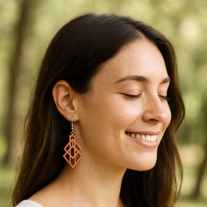 Wooden earrings, original and unique handmade gift for women