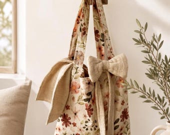 Reusable Linen Cotton 8 Towels with Floral Tote | Eco Kitchen Cloths, Zero Waste Home