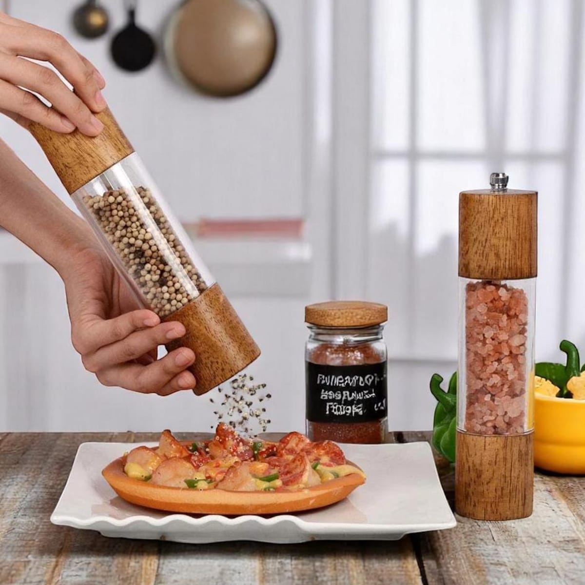Wood Salt + Pepper Mill Grinder Set