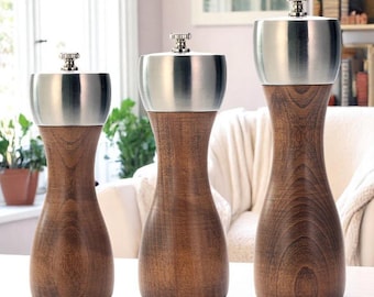 Salt and Pepper Mill Grinder Dark Acacia Wood Set Premium Salt and Pepper Set Luxury Restaurant Grinder Housewarming Gift Perfect for Home