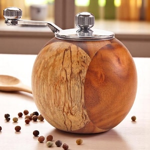 Juego de molinillo de sal y pimienta con acabado en madera de acacia de primera calidad. Juego de molinillo de sal y pimienta de lujo para restaurante. Regalo de inauguración de la casa. Perfecto para el hogar.