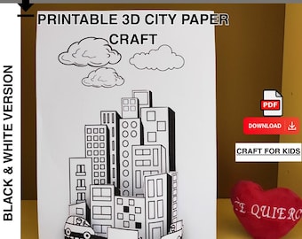 Créations 3D imprimables en papier, villes en papier à faire soi-même pour les enfants, créations 3D de rue en papier, jouet en papier à colorier et à assembler, travaux manuels créatifs pour enfants