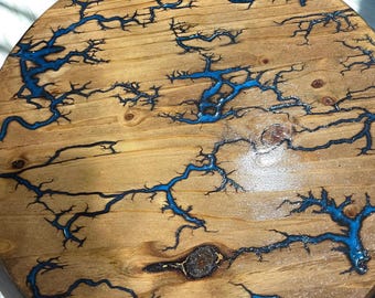 Live edge, fractal burnt, epoxy coffee table