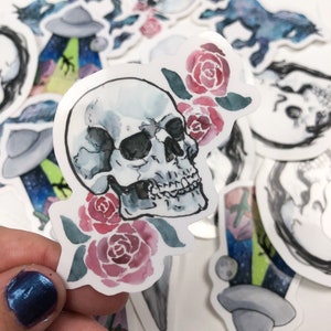 Skull and Roses Vinyl Sticker
