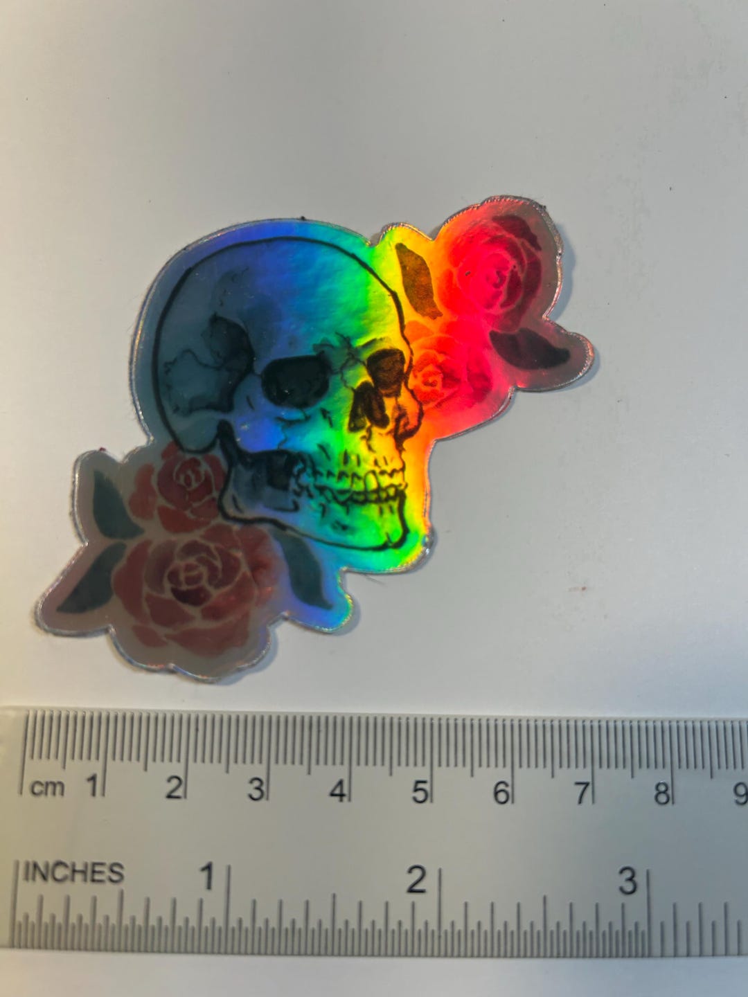 Holographic Skull & Roses Vinyl Sticker - Etsy