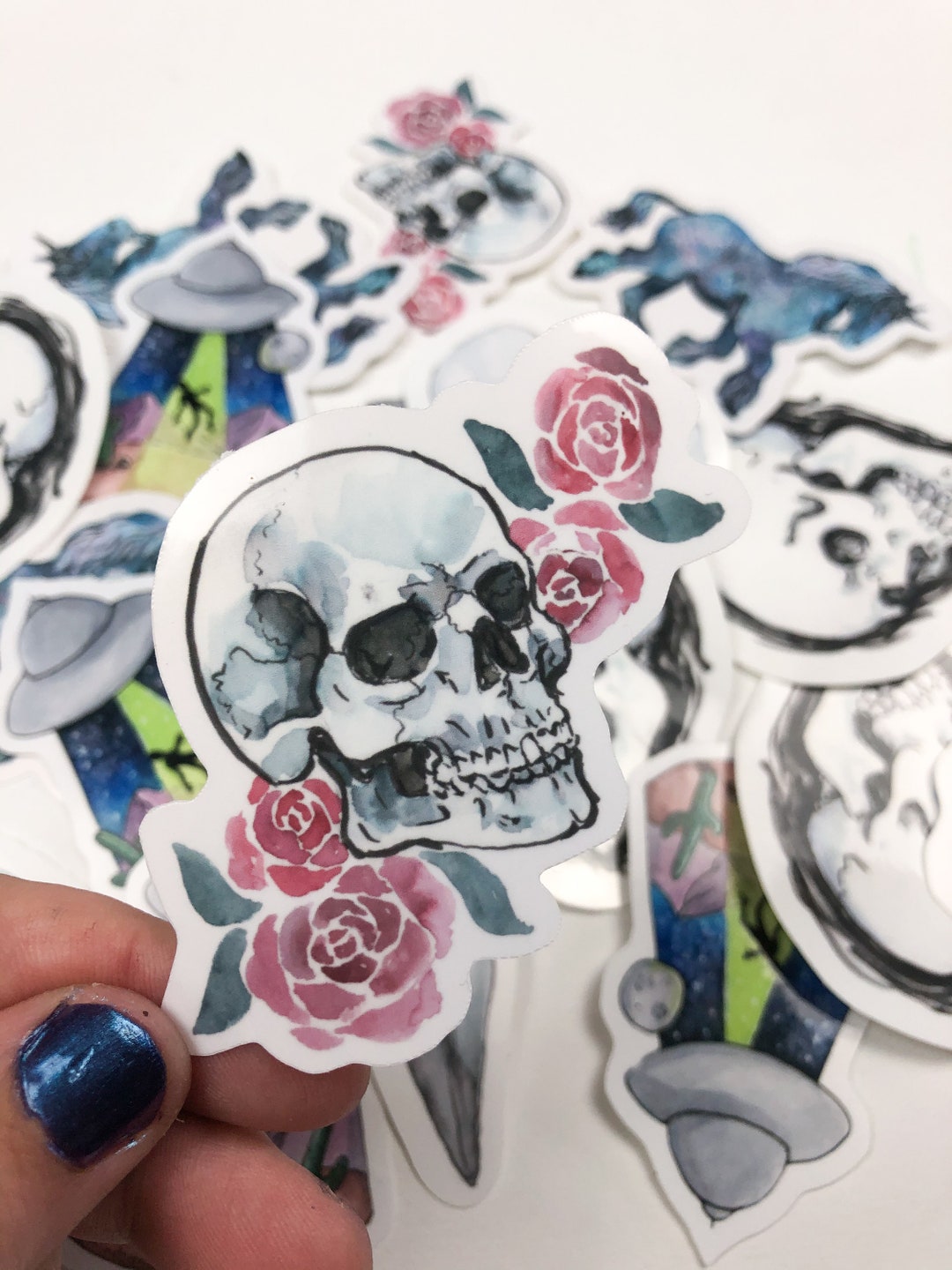 Skull and Roses Vinyl Sticker - Etsy