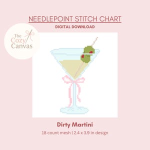 Digitale borduursteekkaart Dirty Martini | Digitale steekkaart pdf voor borduurcanvas