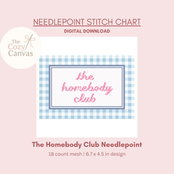 The Homebody Club Digital Needlepoint Chart | Digital Stitch Chart PDF for Needlepoint Canvas