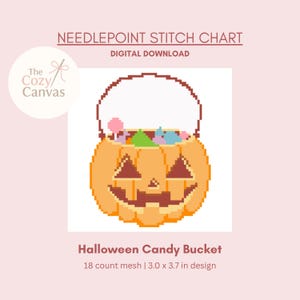 Halloween Candy Bucket Digital Needlepoint Chart | Digital Stitch Chart PDF for Needlepoint Canvas
