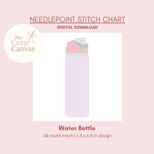 Digitale borduurkaart waterfles | Digitale steekkaart pdf voor borduurcanvas