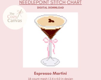 Schema digitale per ricamo a punto croce Espresso Martini / Schema digitale per ricamo a punto croce in PDF