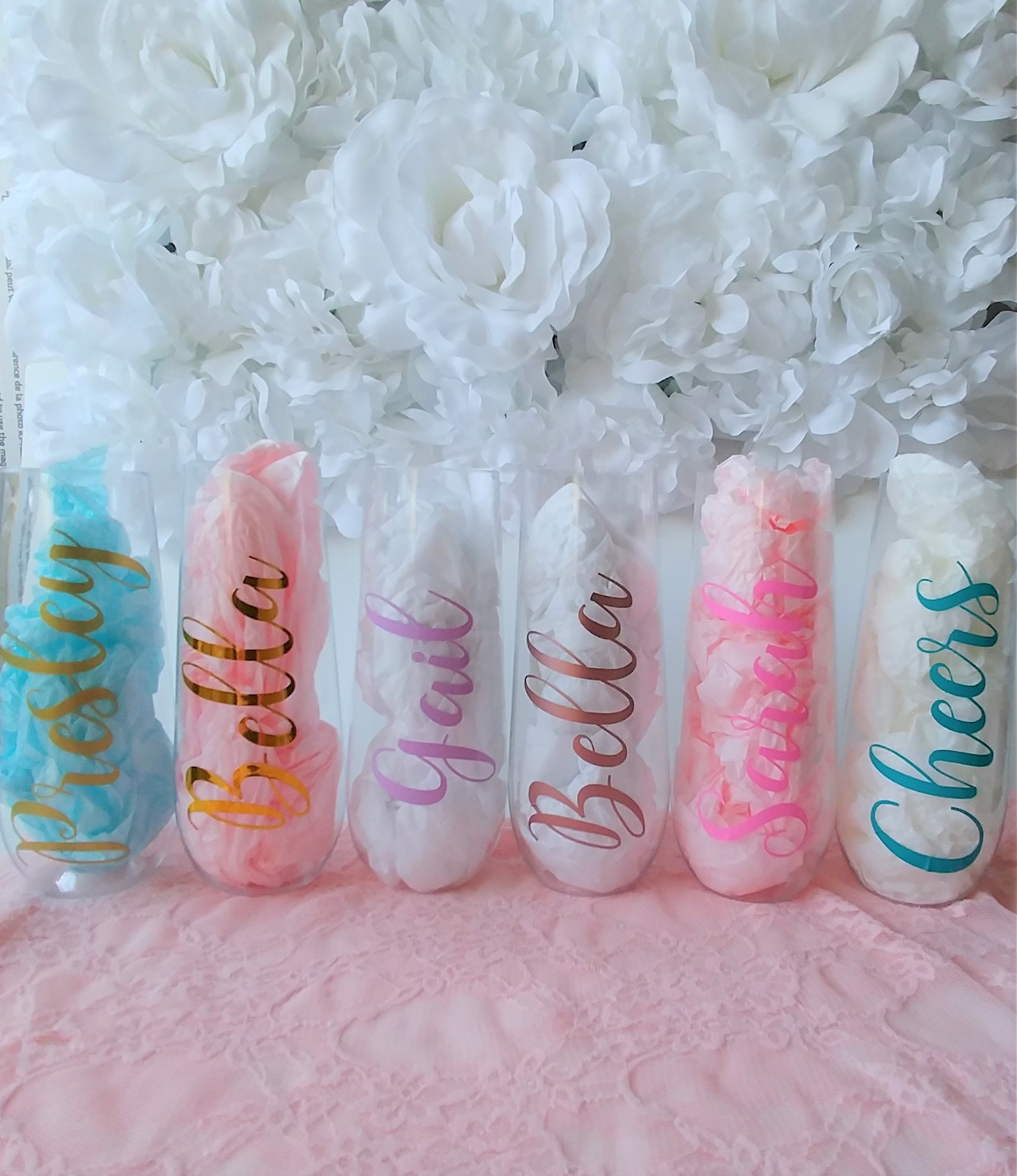 Plastic Stemless Flute Champagne Shatterproof - Bridesmaid Gift - Per…