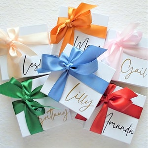 Small Empty Personalized Jewelry Box with Ribbon - 3 1/2 Inch Earring Box - Bridesmaid Proposal Small Gift Box - Necklace Box - Favor Box