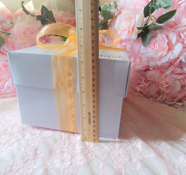Bridesmaid Proposal Box Two Piece Empty Personalized Gift Box with Organza Ribbon 8x8x6 White Box 2 Piece Box Gift Box with Lid