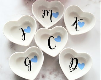 Bridesmaid Gift - Personalized Ring Dish with Initial - Inexpensive Bridesmaid Gift - Trinket Dish - Bridal Shower Favor