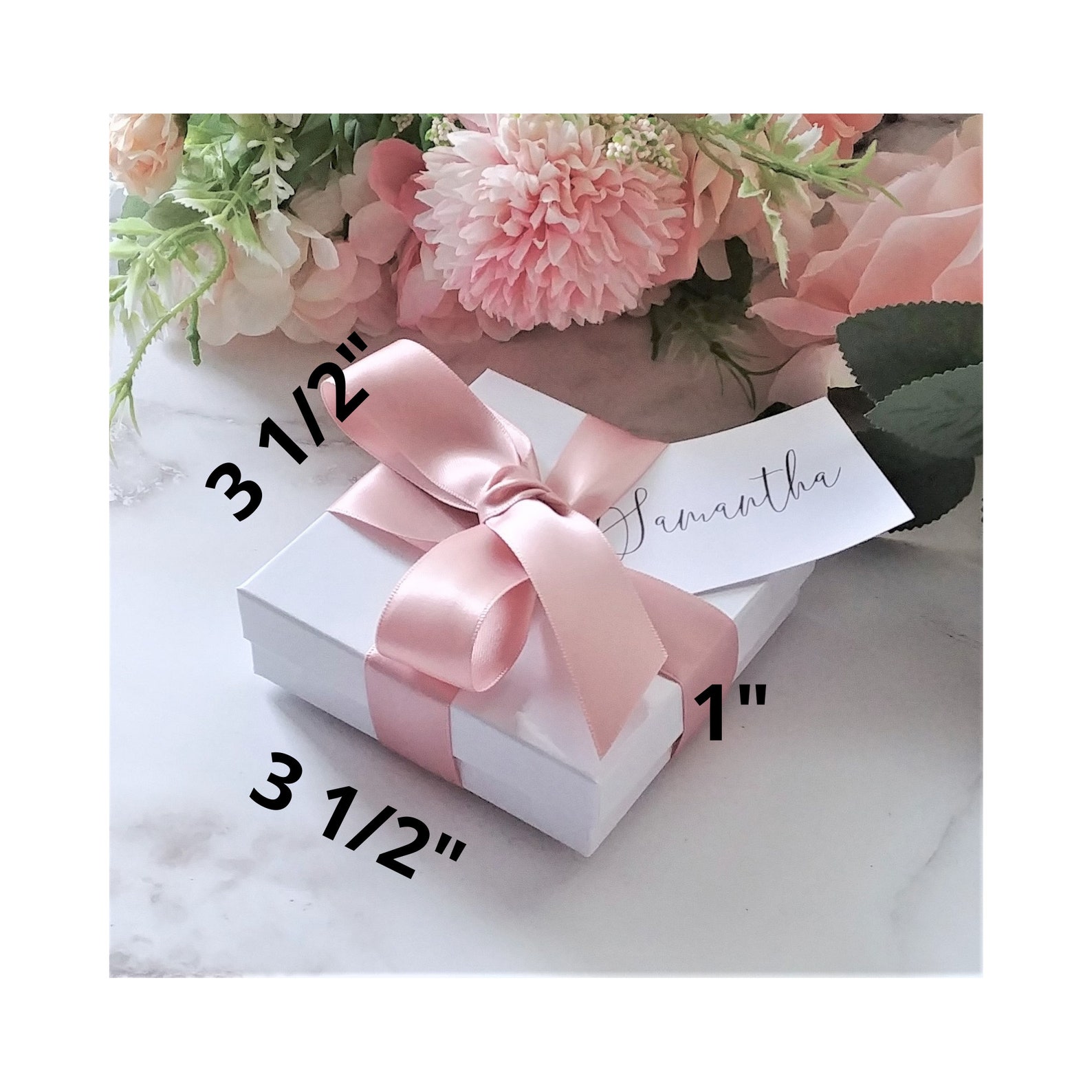 Small Jewelry Box With Ribbon and Personalized Name Gift Tag Etsy