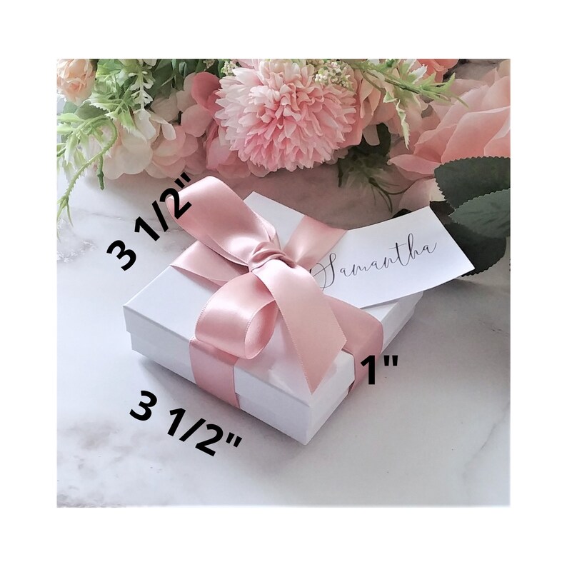 Small Jewelry Box With Ribbon and Personalized Name Gift Tag Etsy