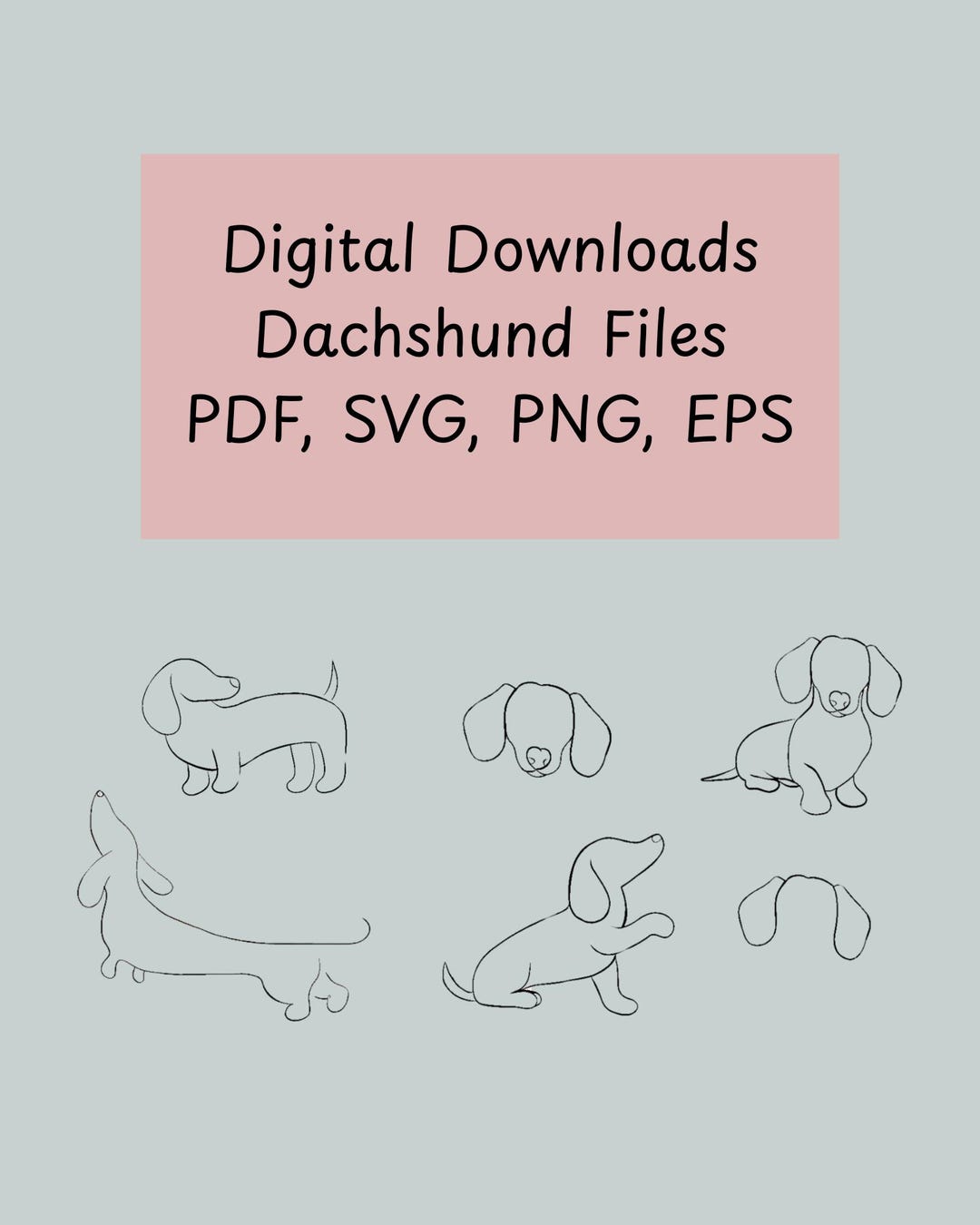 Wiener Dog Outline PNG SVG PDF – Dachshund Digital Download| Printable ...