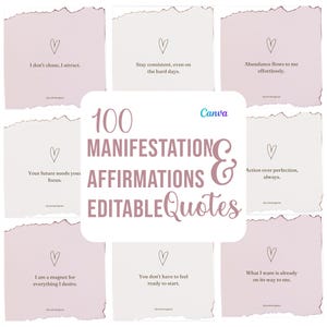 100 Manifestation | Affirmation Quotes Templates for Instagram | Canva Templates for Instagram Facebook | Manifestation & Affirmation Quotes
