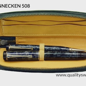 Juego de pluma estilográfica y portaminas Soennecken 508 Sapphire Pearl Web de celuloide, Alemania, década de 1930