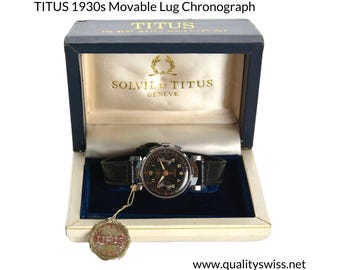Titus (Ditisheim) 1940s Movable Lug Chronograph Wristwatch