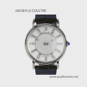 Automatic Vacheron & Constantin LeCoultre Gentleman’s 14K Solid White Gold Diamond Encrusted “Mystery Dial” Wristwatch, Swiss ca 1957