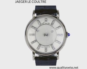 Automatic Vacheron & Constantin LeCoultre Gentleman’s 14K Solid White Gold Diamond Encrusted “Mystery Dial” Wristwatch, Swiss ca 1957